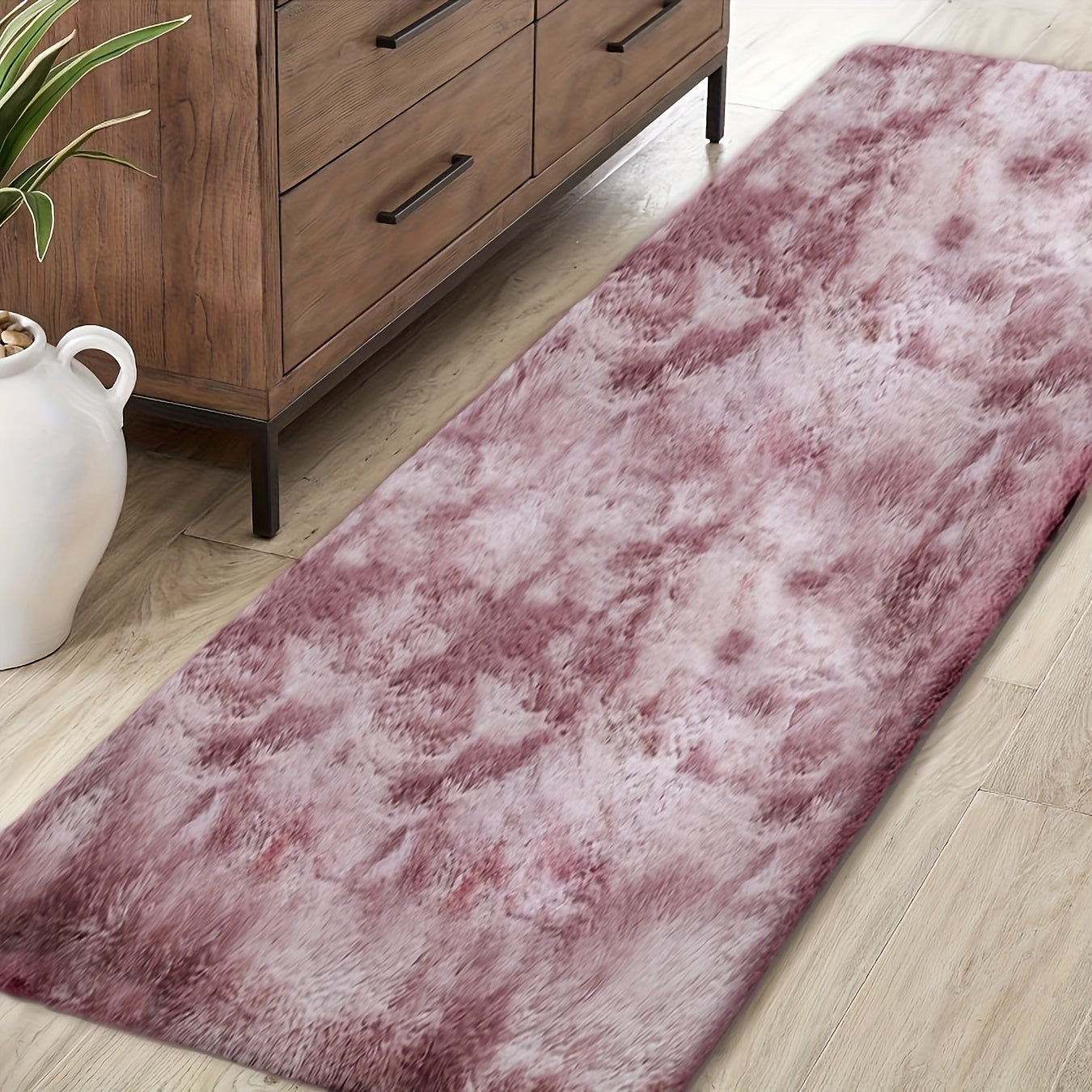 Plush Faux Fur Area Rug Tie-Dye Design Slip-Resistant Living Room Bedroom
