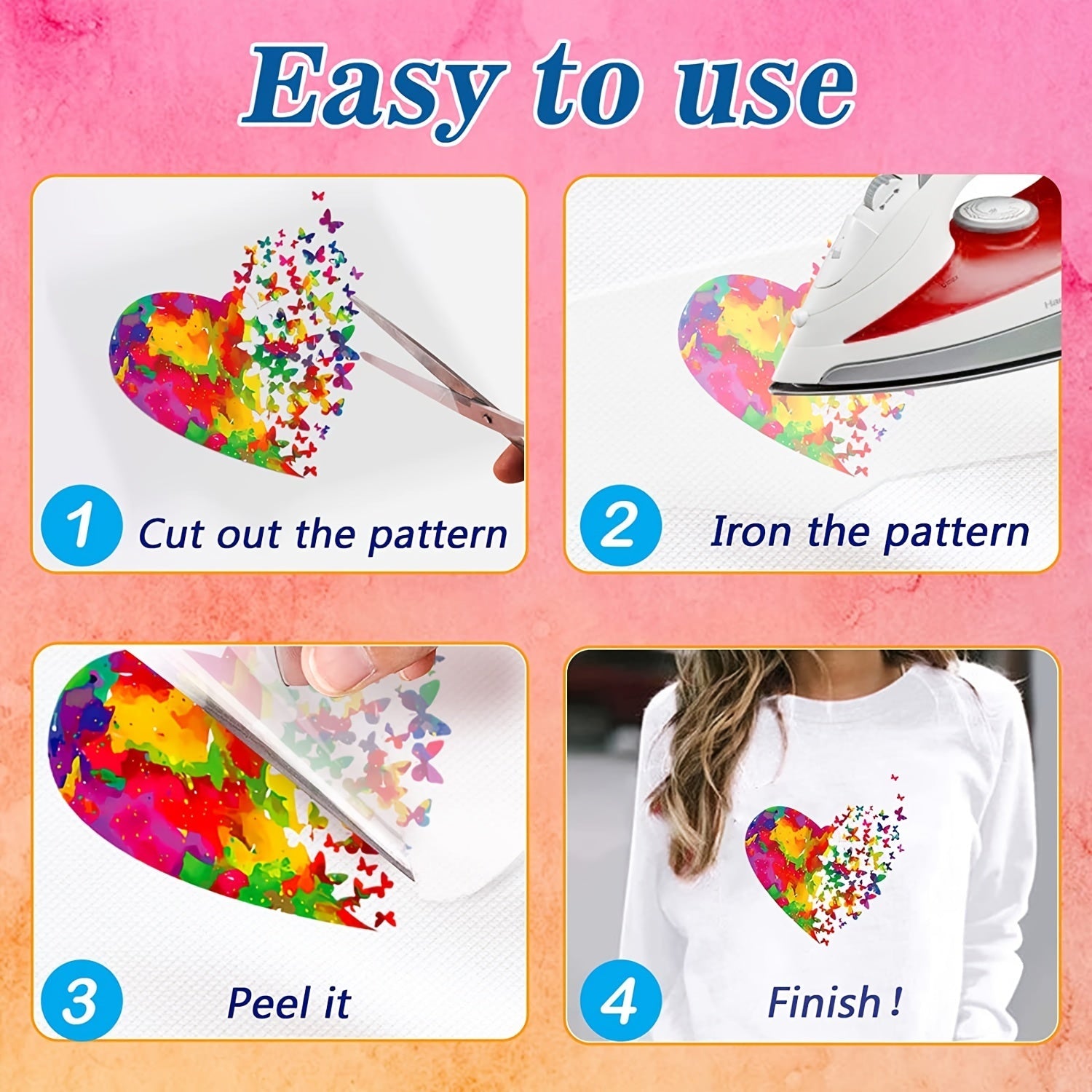 12-Piece Purple Flower and Butterfly Iron-On Transfer Stickers for Clothing and Accessories