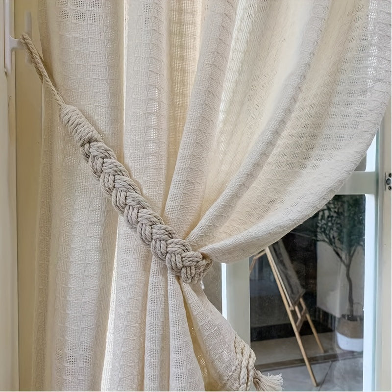Modern Japanese Curtain Tie Set with Twisted Ropes and Holdbacks for Living Room and Bedroom
