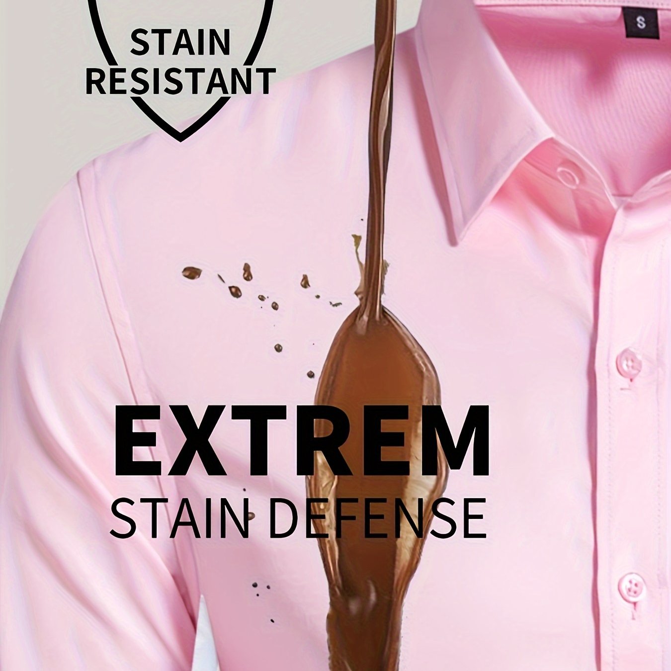 Men's All-Season Cotton-Polyester-Spandex Work Shirt Long Sleeve Lapel Button Regular Fit