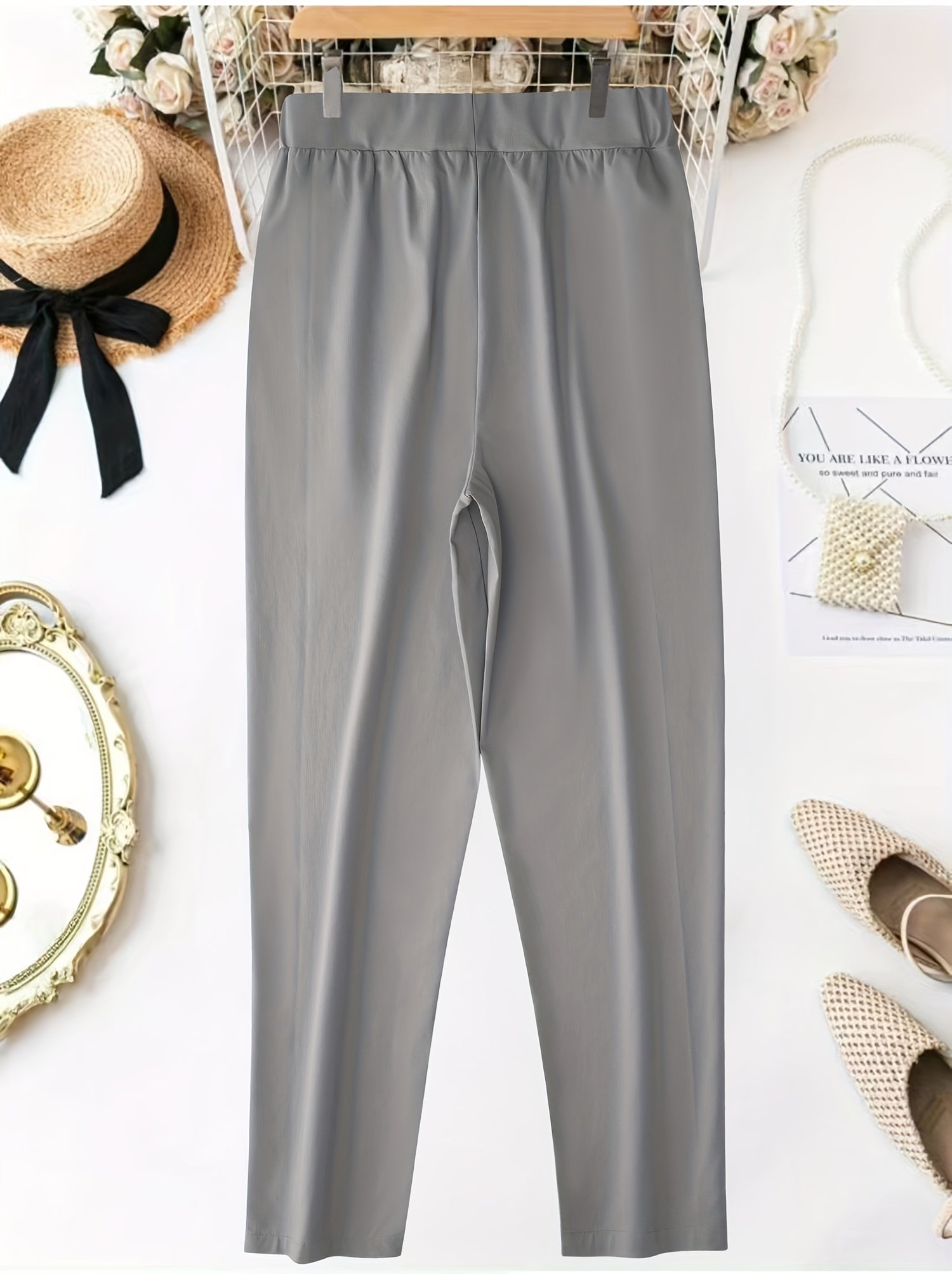 Plus Size Women's Fitted Long Pants Casual Plus-Size Pants Dark Color