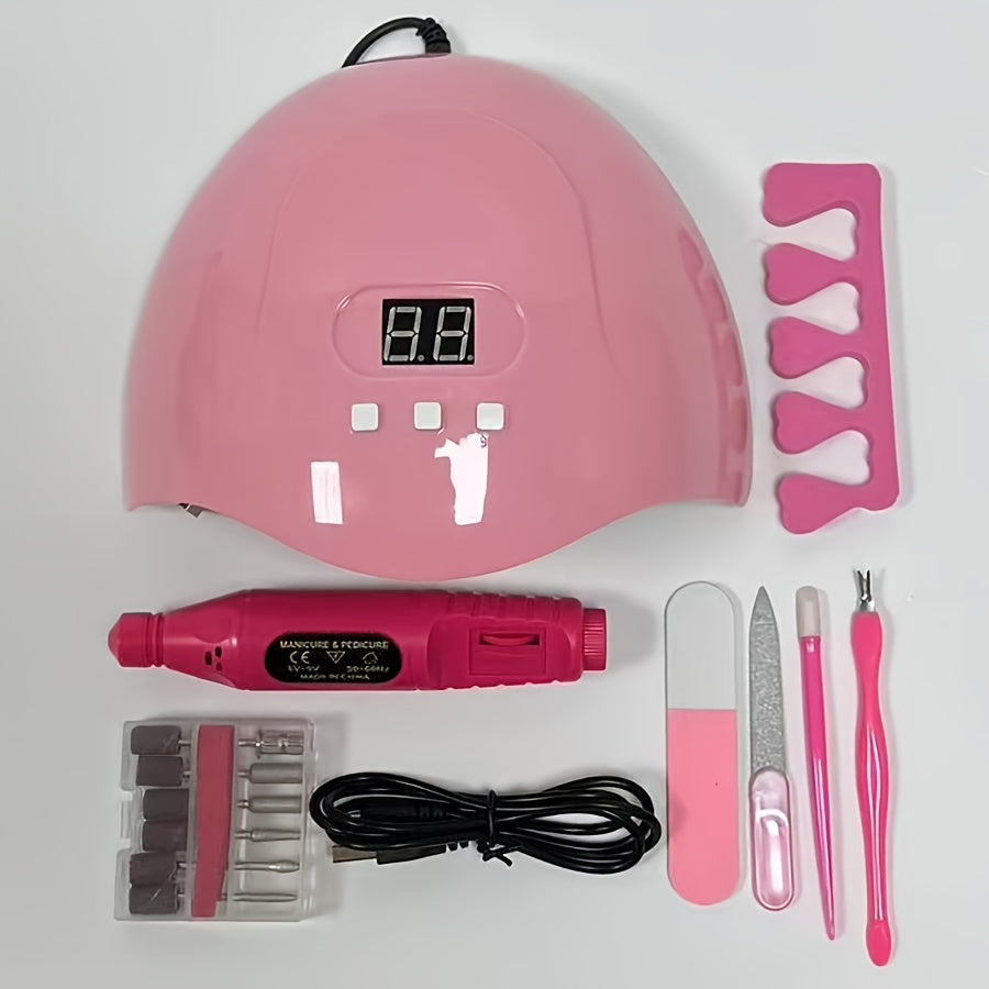 Electric Nail Drill UV LED Lamp Manicure Kit for Beginners 54W