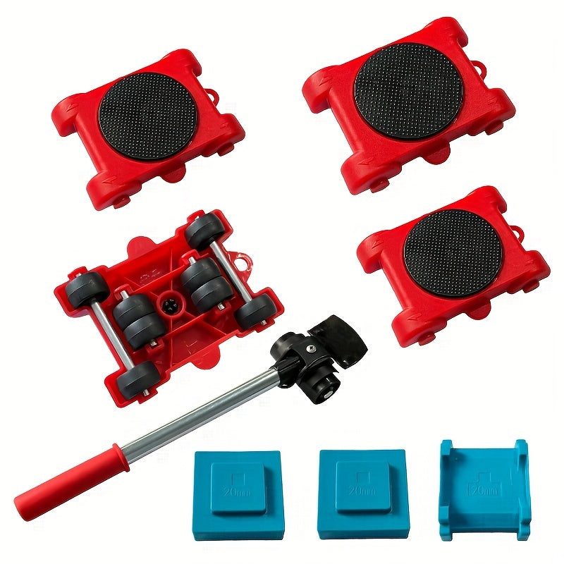Heavy-Duty Furniture Moving Tool Set 8 Pieces Steel with Rubber Wheels 158.76KG Capacity
