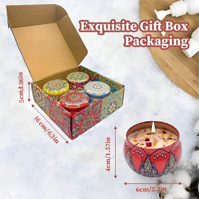 4-Piece Scented Candle Set with Jasmine, Sandalwood, Rose, Canglan Fragrances for Relaxation and Gifts