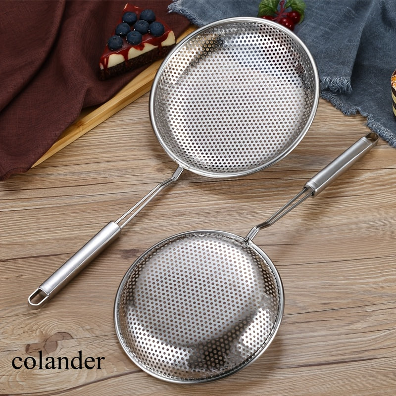 Set of Stainless Steel Colanders and Slotted Spoons, Multiple Sizes for Draining and Cooking
