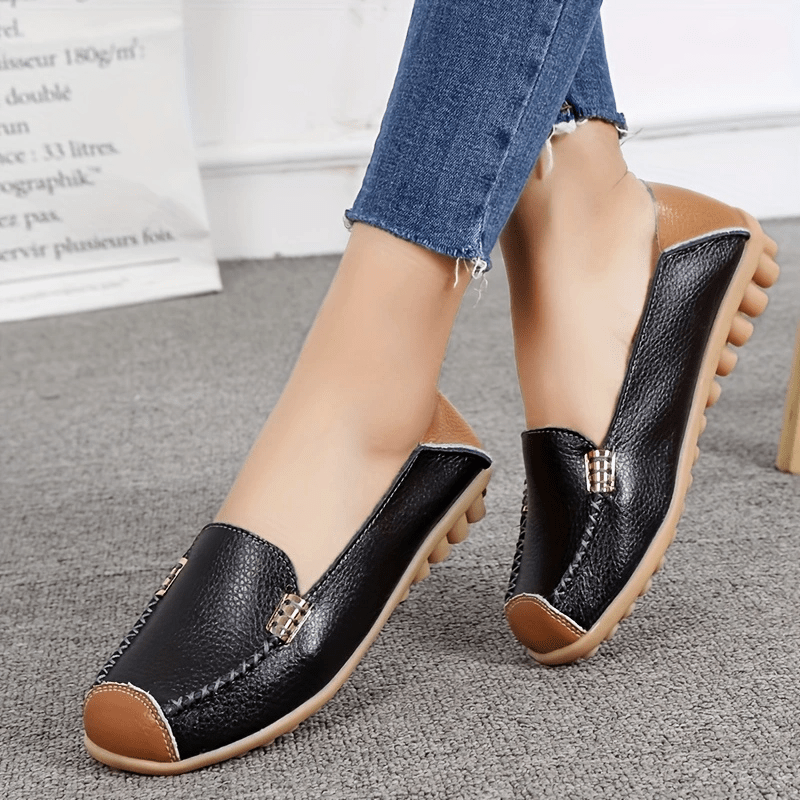 Women's Slip-On Flats, Colorblock Lightweight Non-Slip Walking Shoes