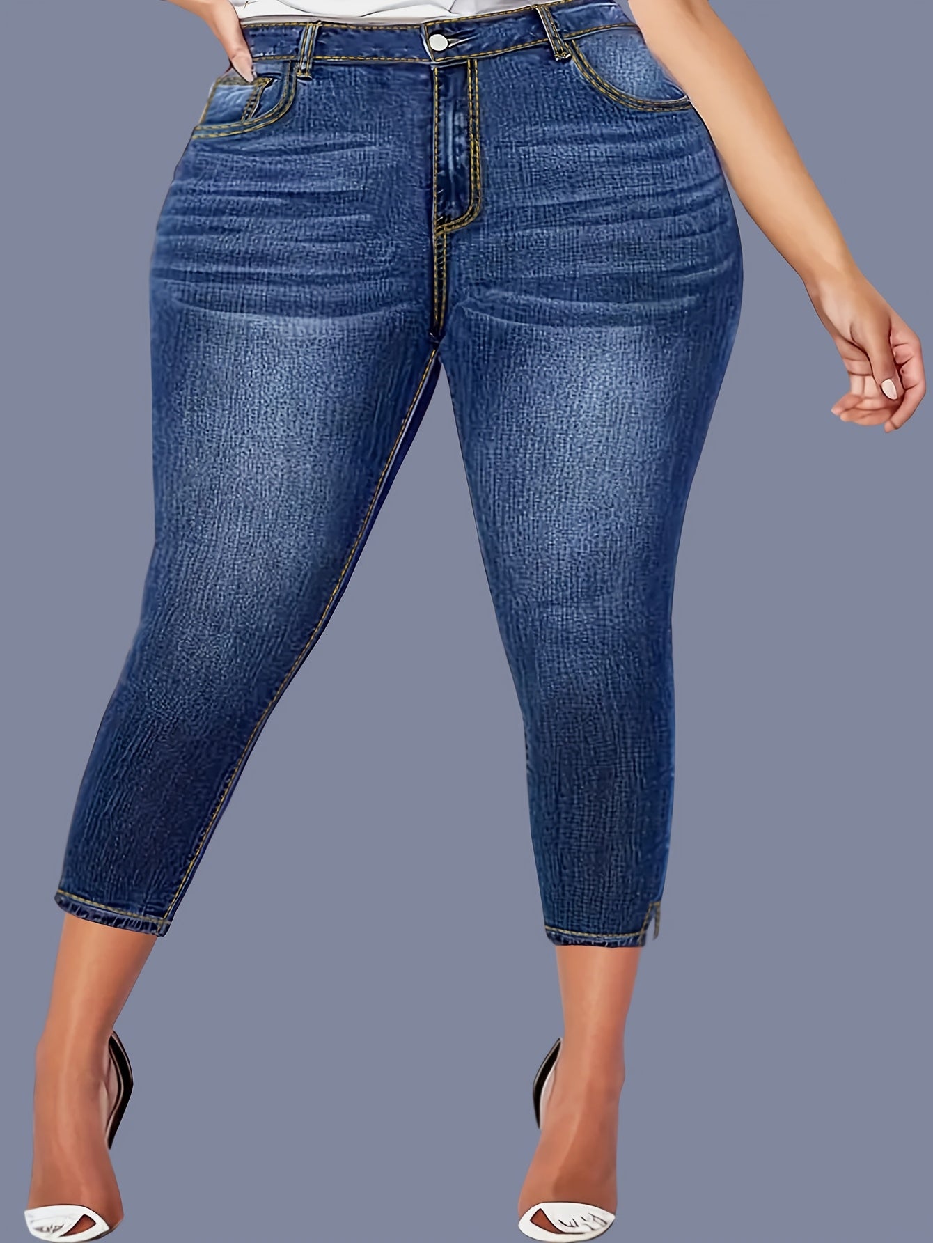 Jeans de mujer de tiro alto y gran elasticidad, con aberturas y cintura alta