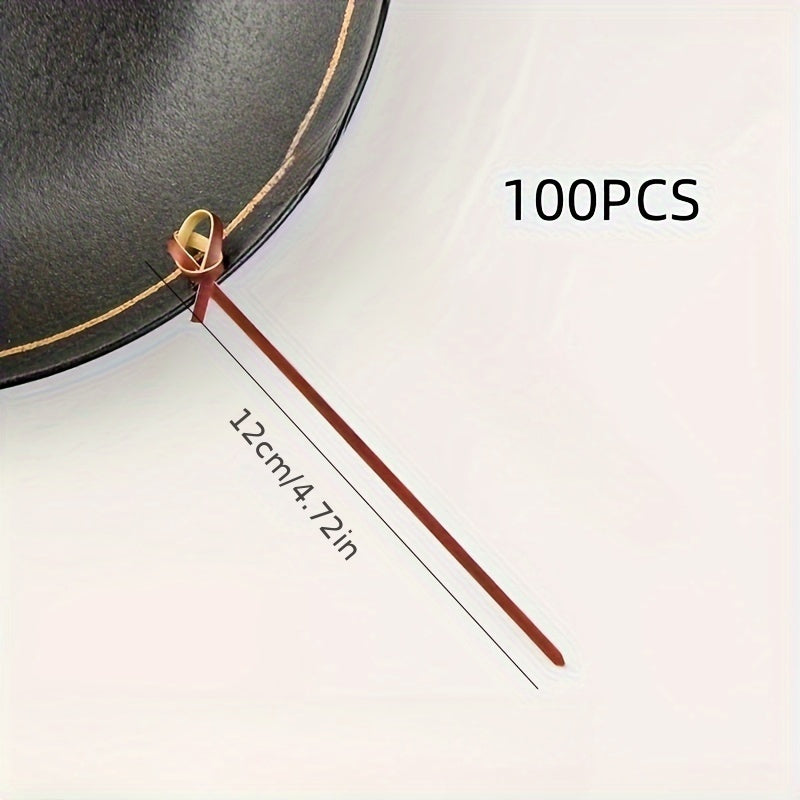 100 Pieces Handmade Circular Bamboo Skewers for Fruit, Cocktail, and Appetizer Use