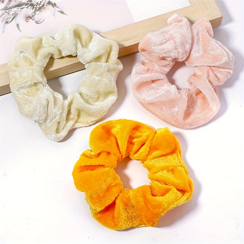Soft Velvet Hair Ties Set of 20 Solid Color Ponytail Holders for Women Girls