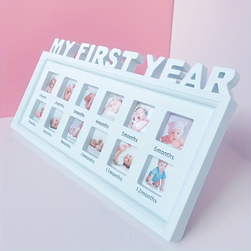 Baby Milestone Photo Frame for First Year Wall and Table Decor
