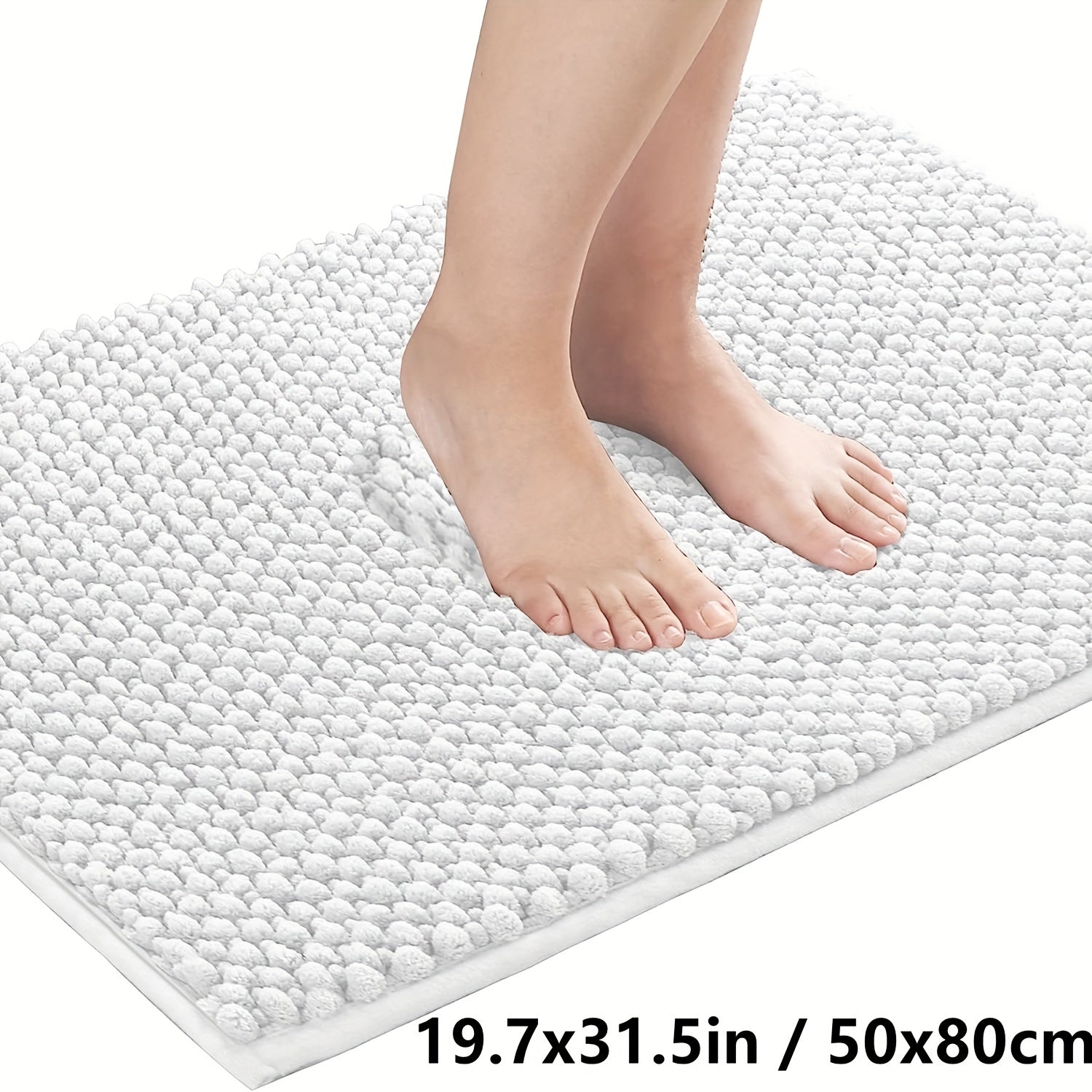 Thick Bathroom Rug Non-Slip Soft Polyester PVC Backing Kitchen Mat