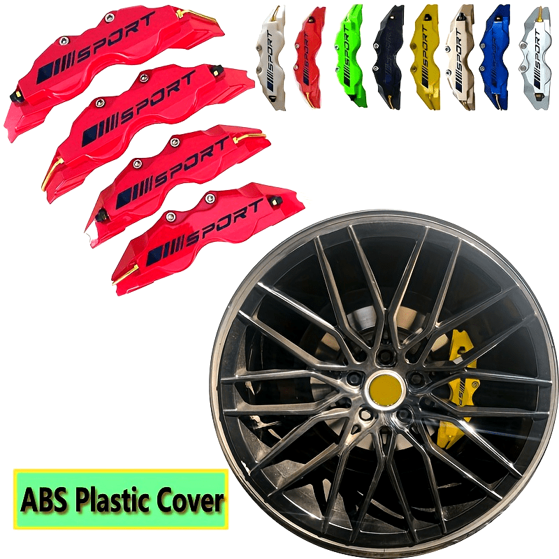 Universal ABS Plastic Brake Caliper Covers Set 2 Pcs Black Sport Logo