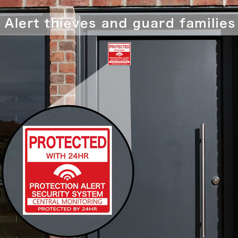 Set of 4 Home Security Alarm Stickers Matte Vinyl Decals for Windows and Doors