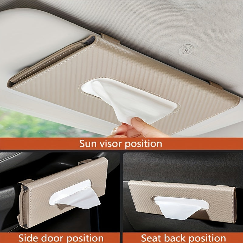 Car Sun Visor Tissue Holder PU Leather Multi-Functional Napkin Box for All Models