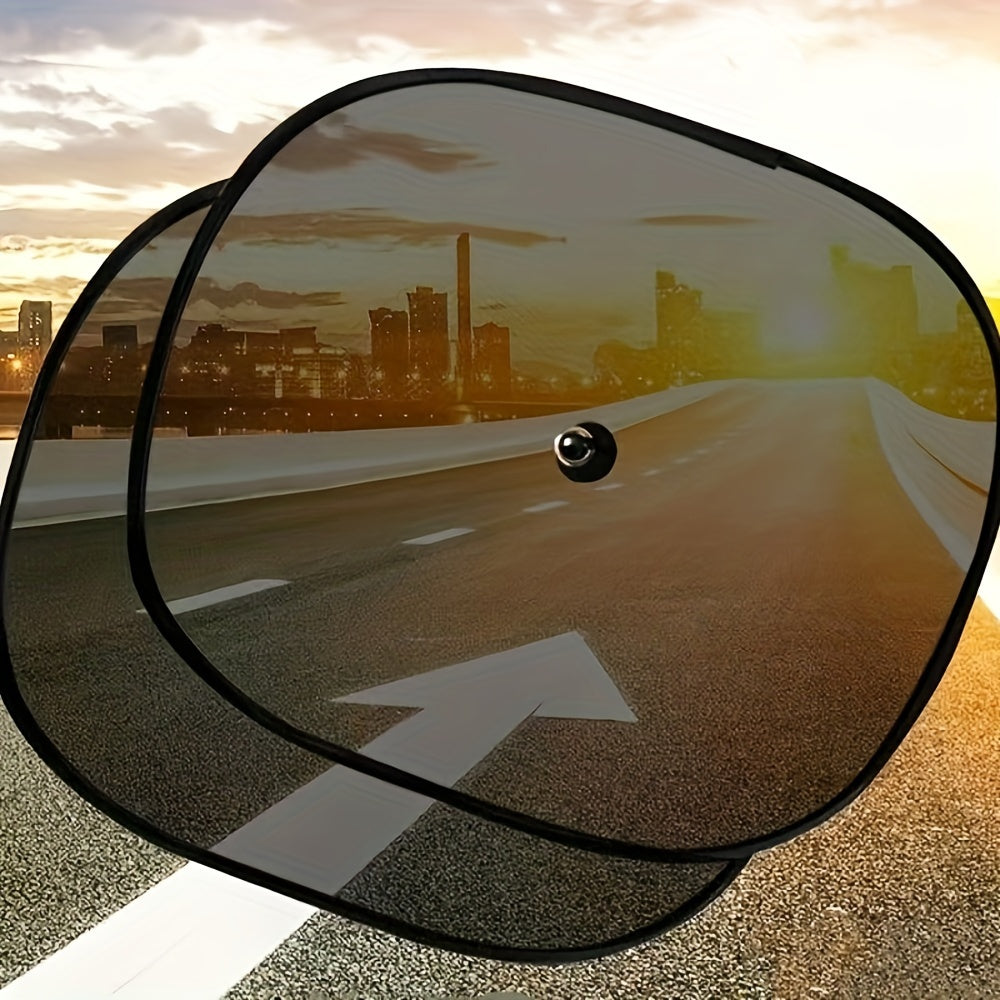 Car Sun Shades 2 Pcs Oval Sun Blocking Shades for Heat Glare Reduction