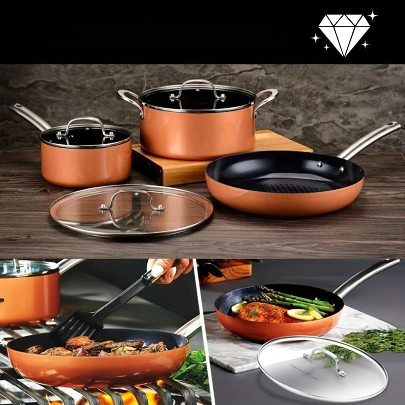 Six-Piece Nonstick Frying Pan Set with 17.78cm, 24.13cm, 30.48cm Pans Oven Safe Dishwasher Safe