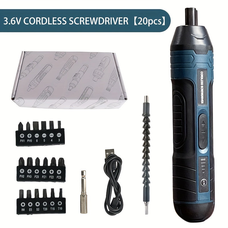 Cordless Lithium Screwdriver 3.6V with 4 Torque Settings Rechargeable Battery