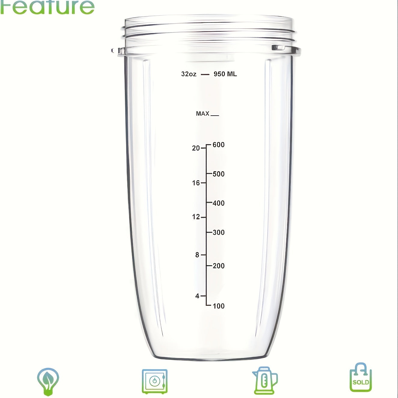 32oz Blender Cup and Blade Replacement Parts Set with Gaskets for High-Speed Blenders