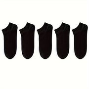 Men's Solid Ankle Socks 5 Pairs Breathable Sweat-Absorbent Outdoor Socks