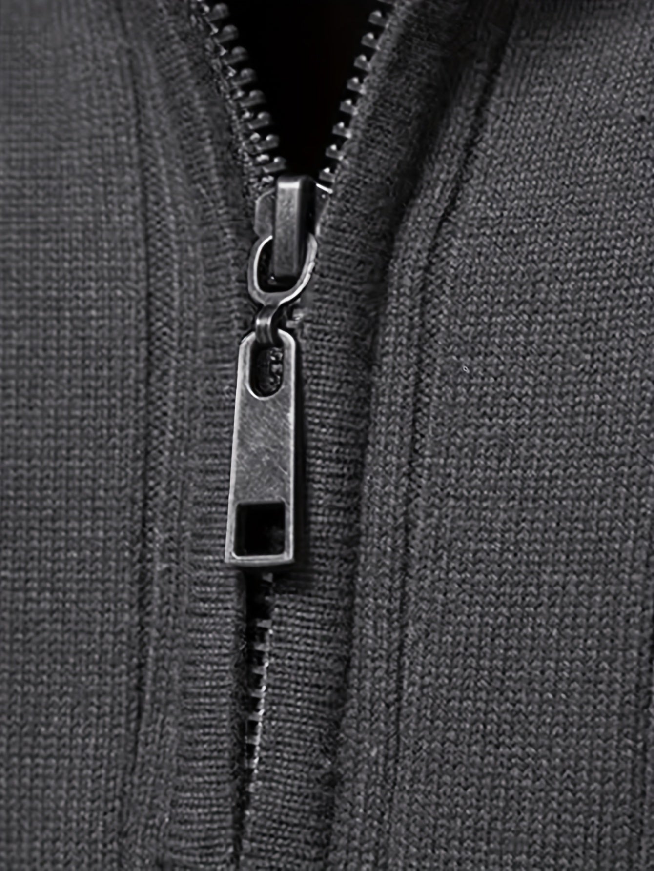 Men's Knitted Zip-Up Sweater Long Sleeve Stand Collar Solid Viscose Polyester Nylon