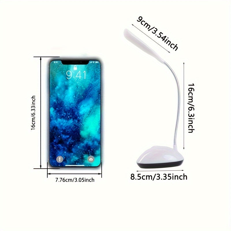 Portable LED Desk Lamp Foldable Eye-Care Mini Table Light Adjustable Angle Battery Operated White