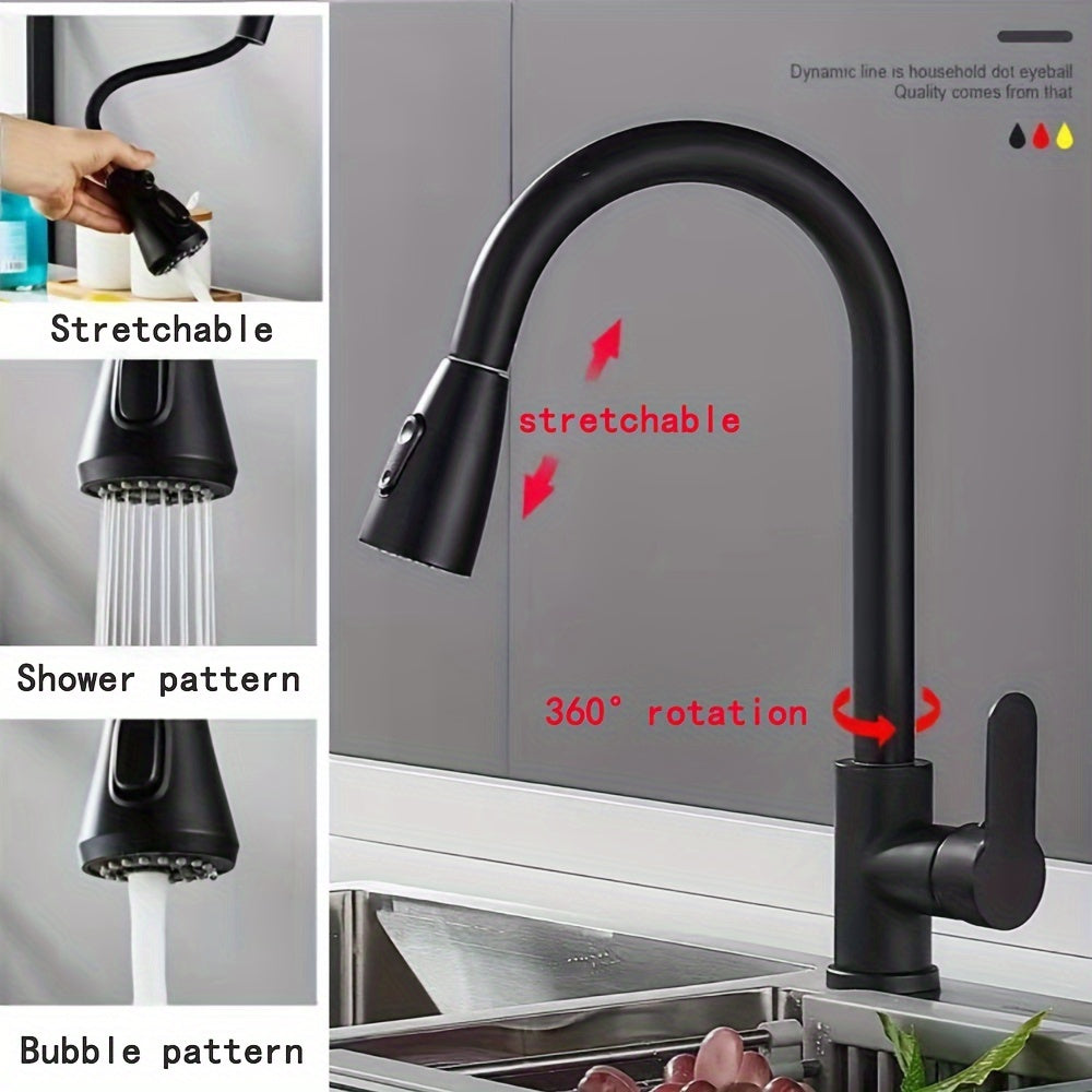 360° Rotating Kitchen Faucet with Hot Cold Water Sprayer Brushed Finish for RVs Campers and Travel Trailers