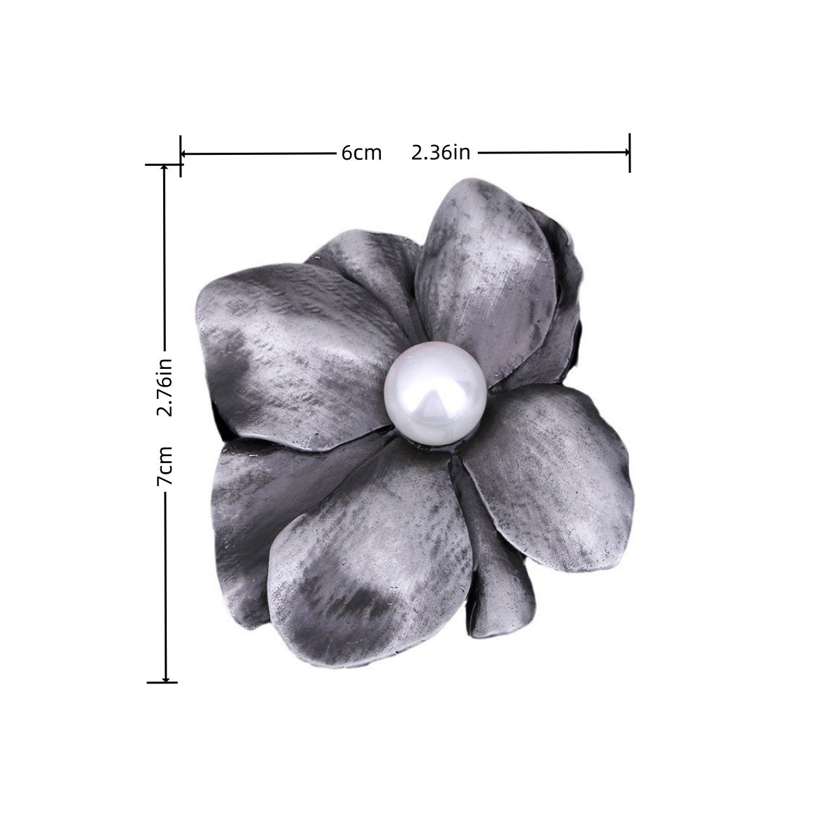 Vintage Alloy Flower Brooch with Faux Pearl Four-Leaf Clover Pin for Dresses and Coats