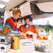 10 ta havo o'tkazmaydigan oziq-ovqat saqlash konteynerlari BPA bepul, idishga mos, shaffof plastmassa, yorliqlar bilan oshxona ombori va RV uchun