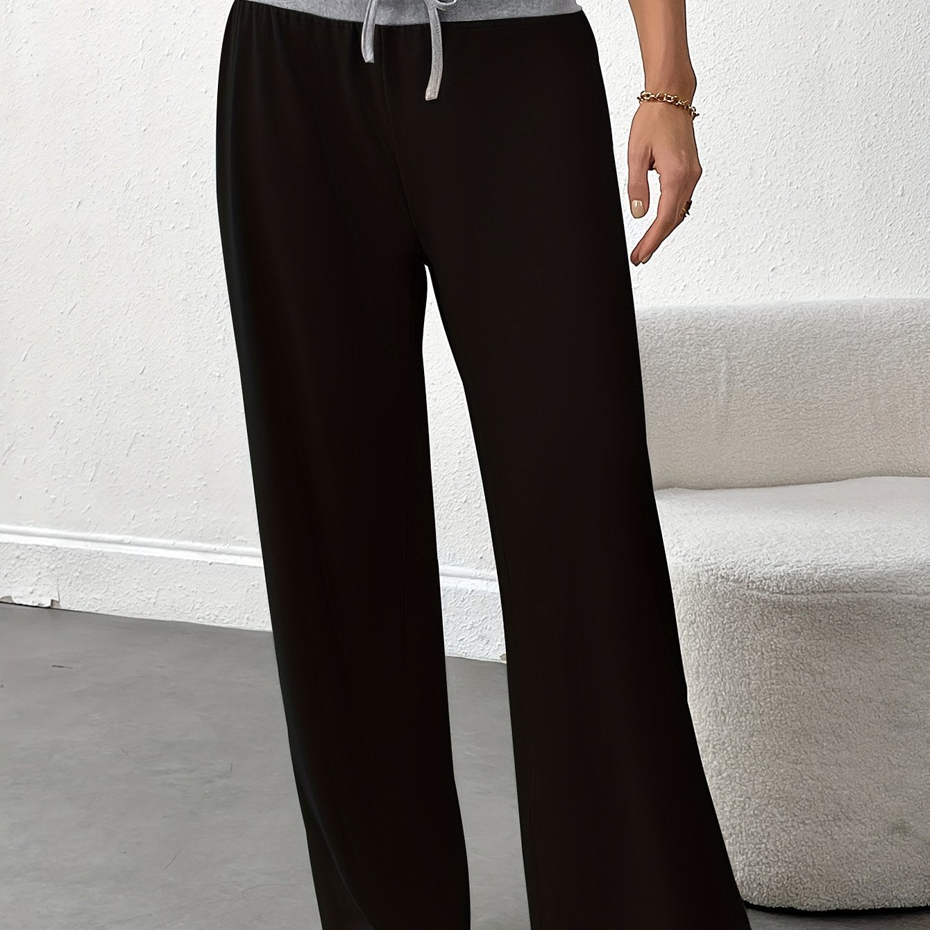 Women's Plus Size Lightweght Pajama Pants High Waist Drawstring Sleepwear