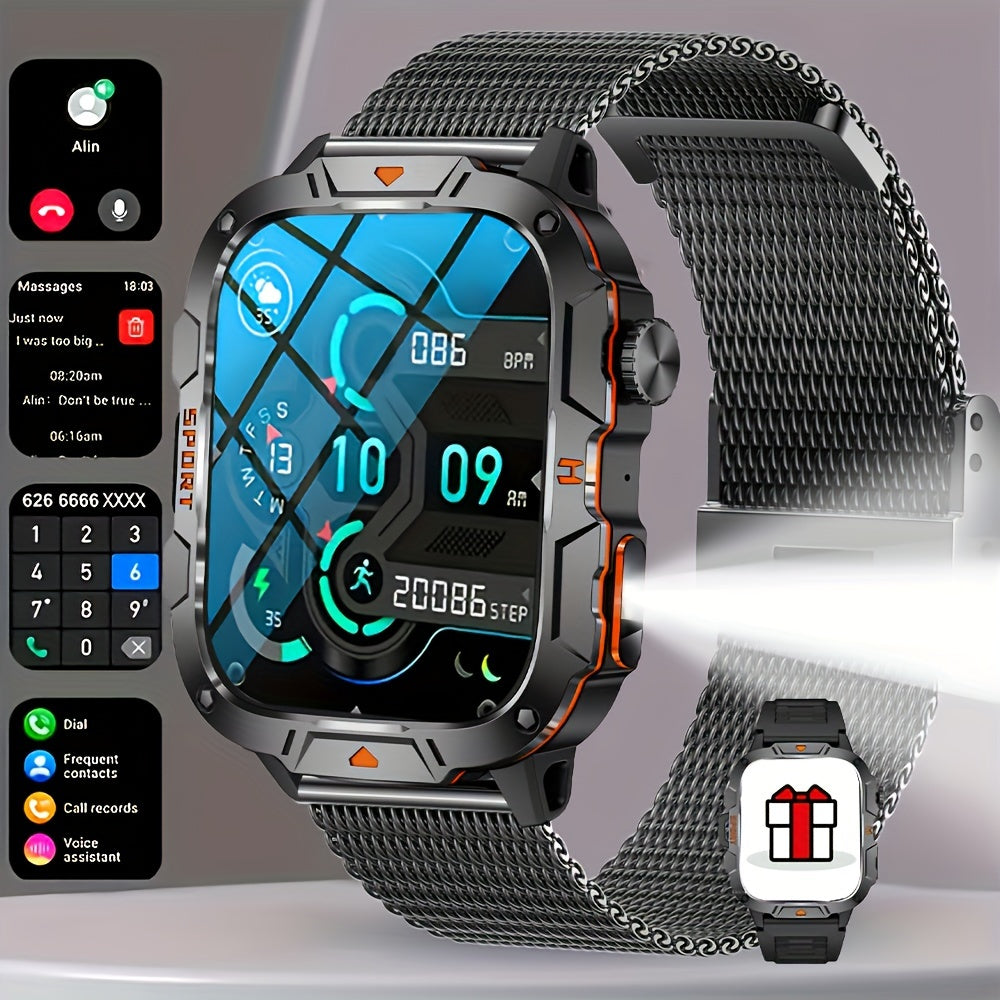 LONZERUI Yangi Erkaklar uchun Tashqi Sport LED Aqlli Soat, 4.98 sm To'liq Tegishli Katta Ekran, Android va iPhone bilan Simsiz Qo'ng'iroqga Mos