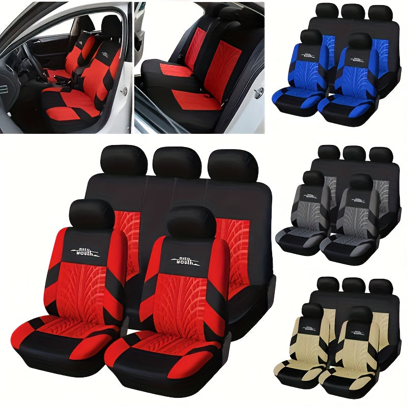 Universal Car Seat Covers for 5 Seats with Printed Letter Design Polyester Fit Most Vehicles