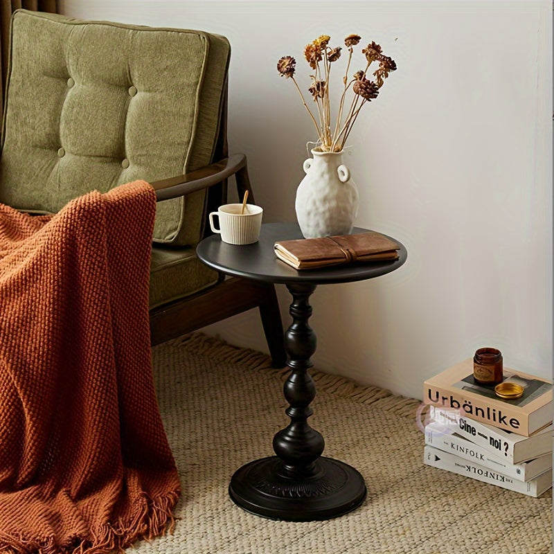 Black Metal Side Table Small Coffee Bedside Furniture for Living Room Outdoor