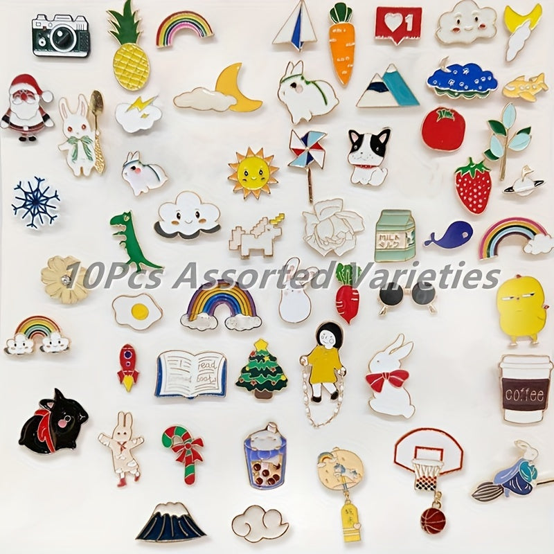 Juego de 10 o 20 encantadores pins de esmalte, broches de aleación, joyería para ropa y sombreros