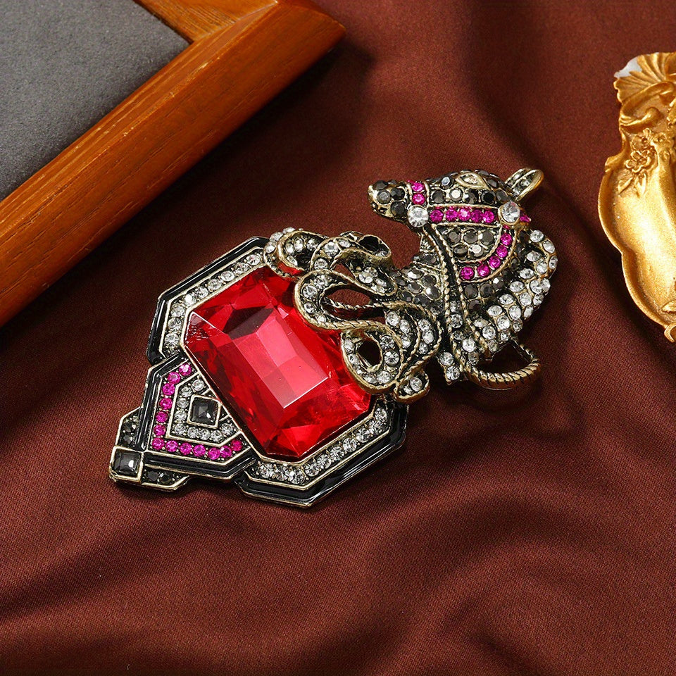 Uniseks vintage laval pin ot bosh qizil shisha tosh barokko alloy zargarlik buyumlari