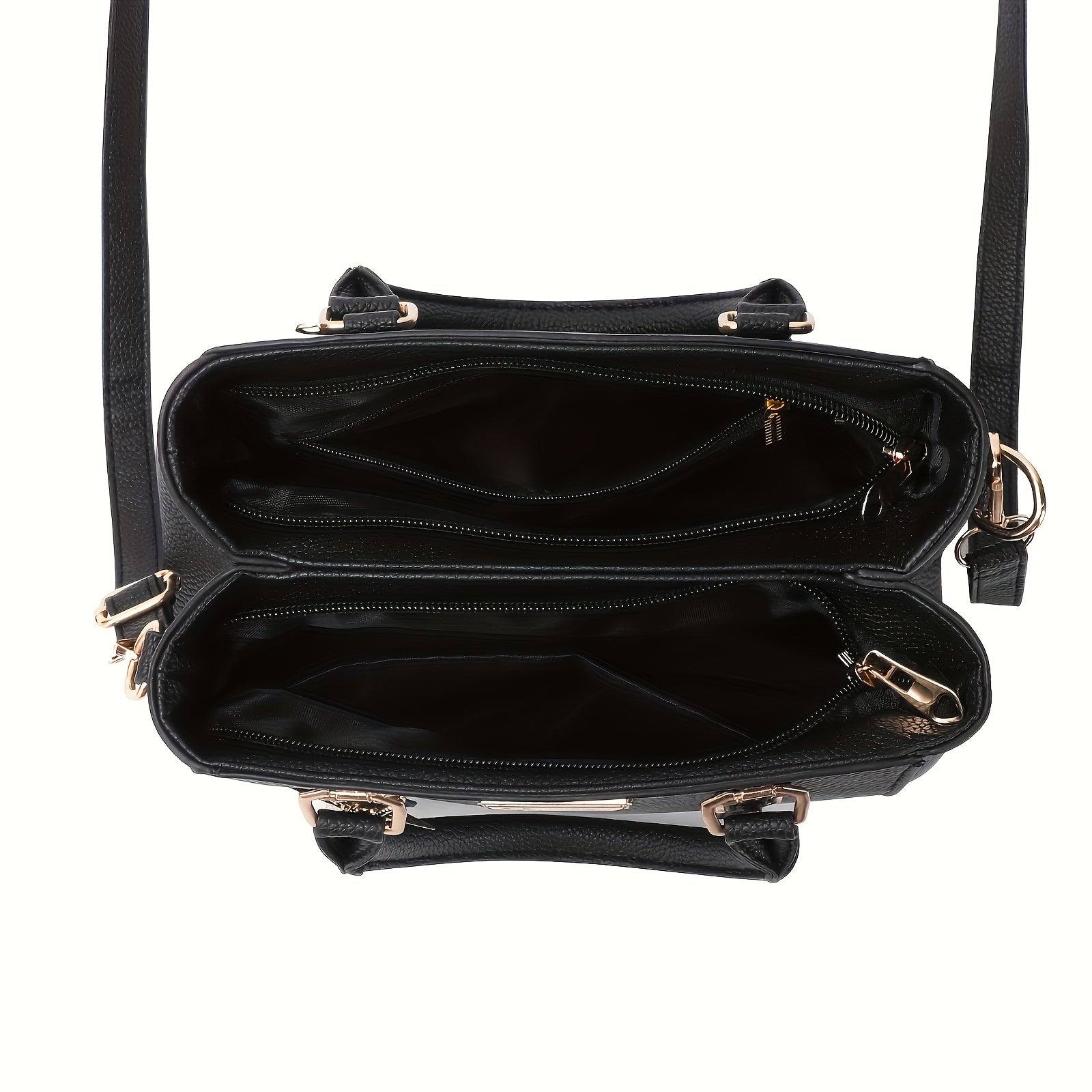 Черная сумка-тоут с узором из личи и регулируемым ремешком для ежедневного использования