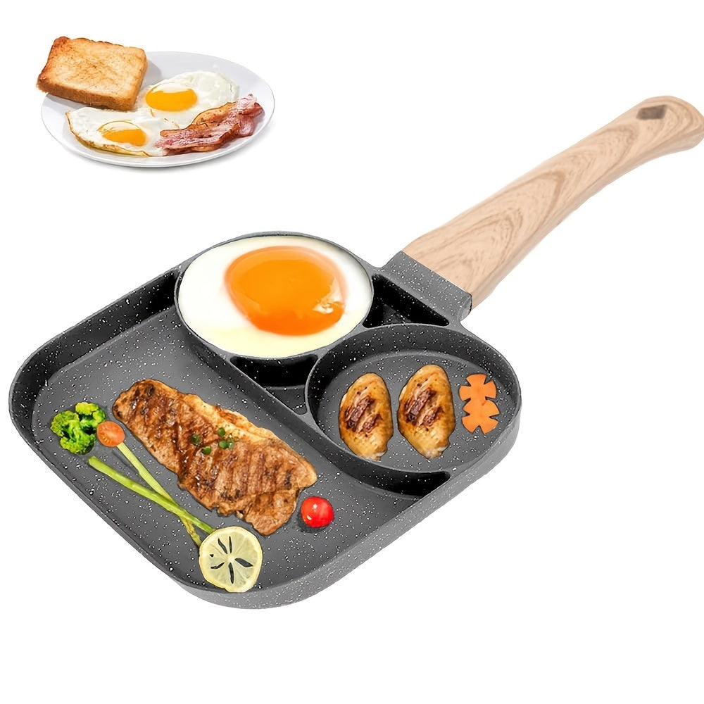 Non-Stick Frying Pan with Wooden Handle for Induction and Gas Stoves 10-Inch