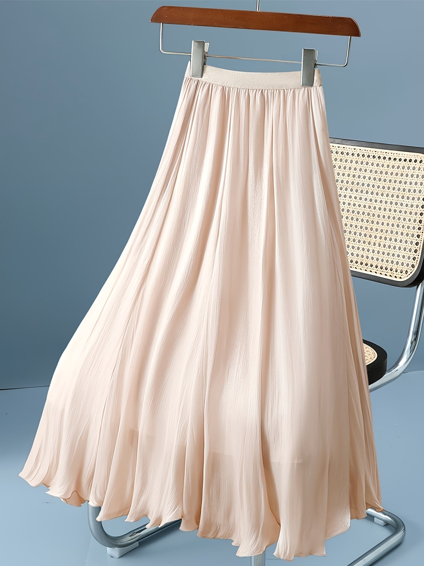 Women's A-Line Mesh Skirt with Elastic Waistband for Spring and Summer Casual Wear