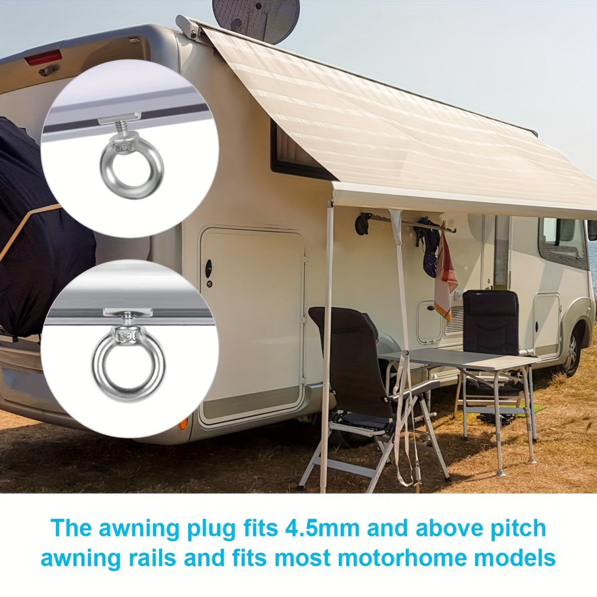 Stainless Steel Awning Rail Stoppers Set for RV Campervan Caravan Motorhome