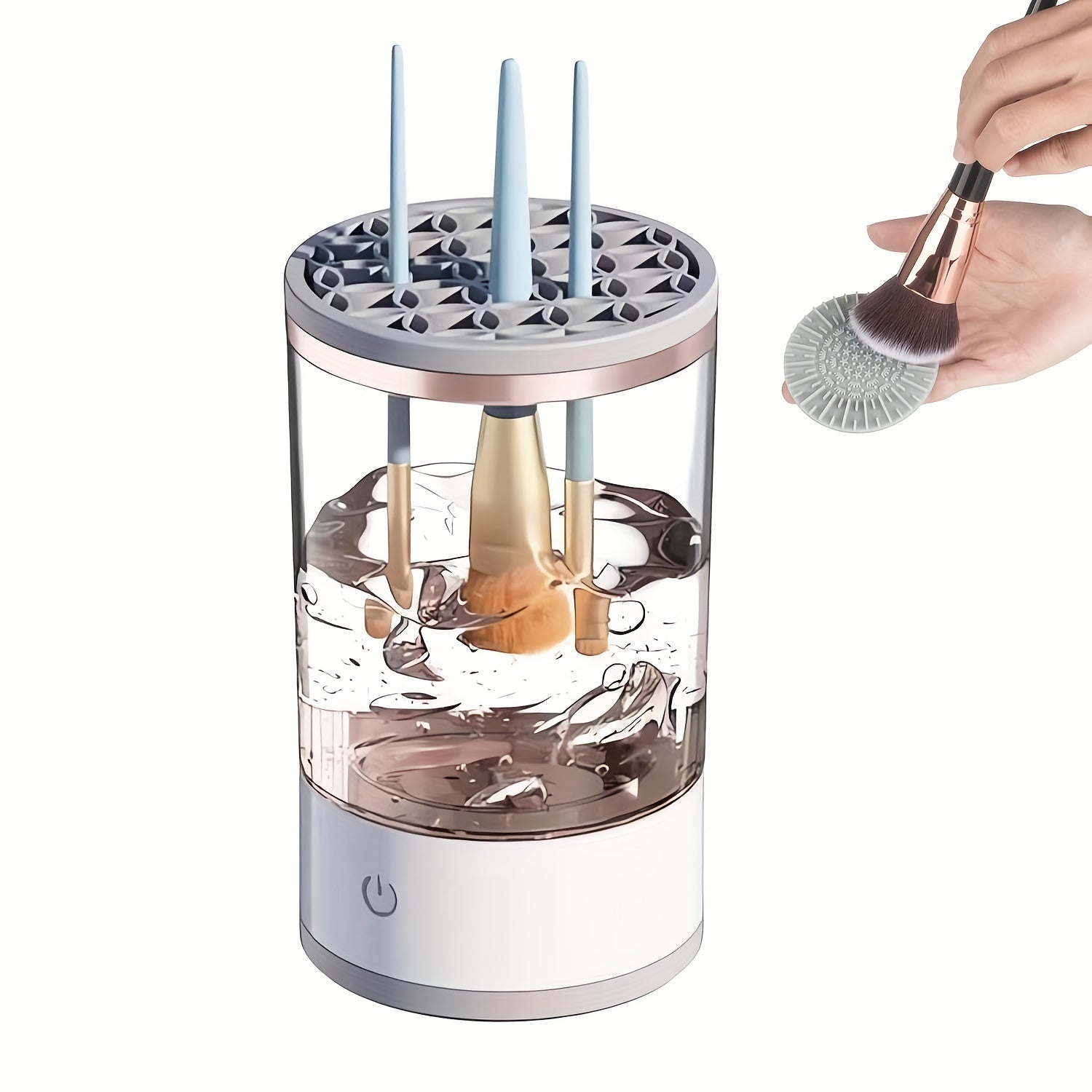 Electric Makeup Brush Cleaner USB Automatic Deep Clean Multi-Size Compatibility Visual Water Tank