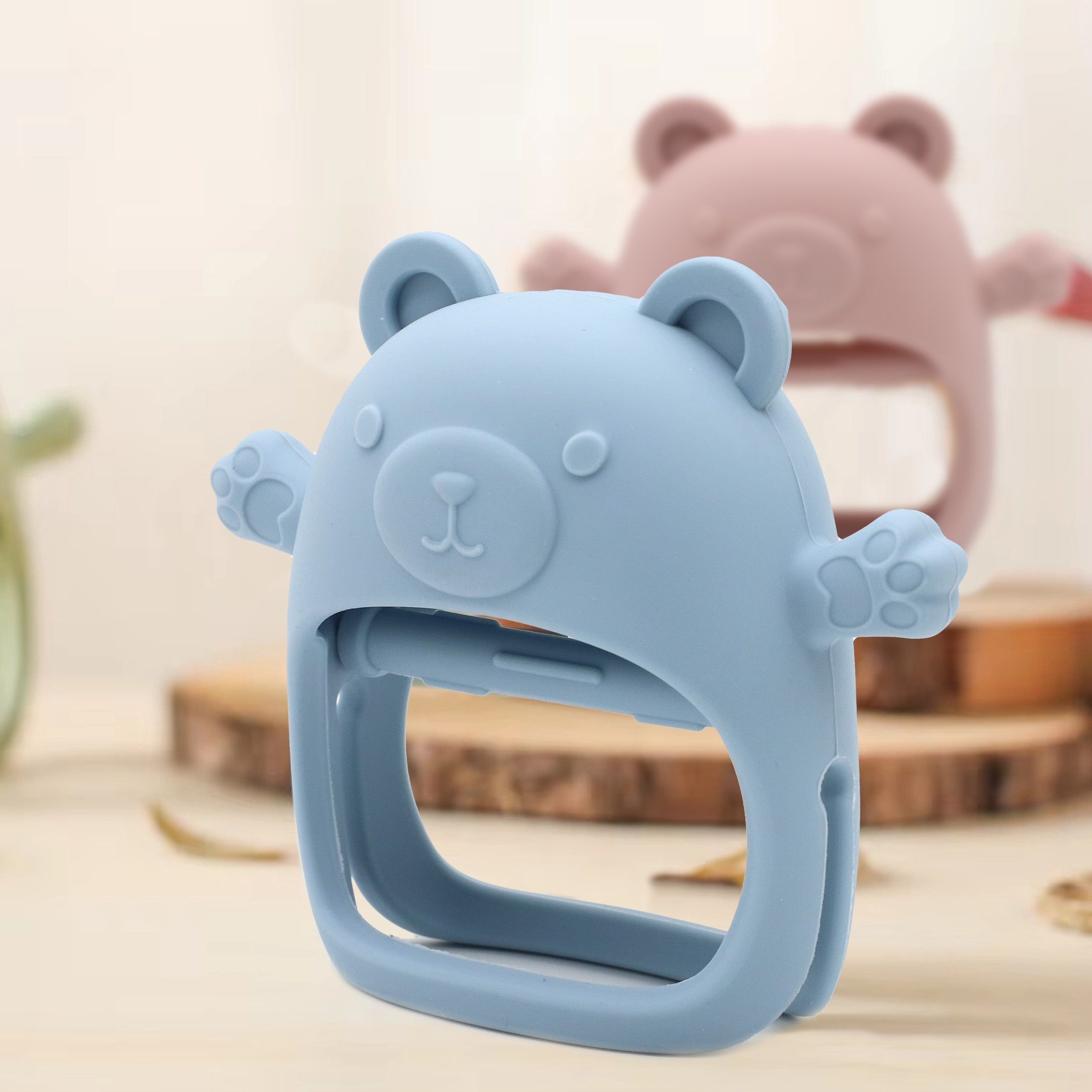 Baby Teething Toy Children's Silicone Bear Teether Gloves for Fall Prevention