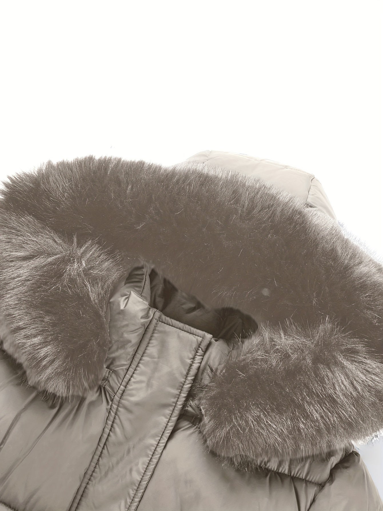 Women's Midi Winter Coat with Faux Fur Hood Belt Solid Polyester Outerwear