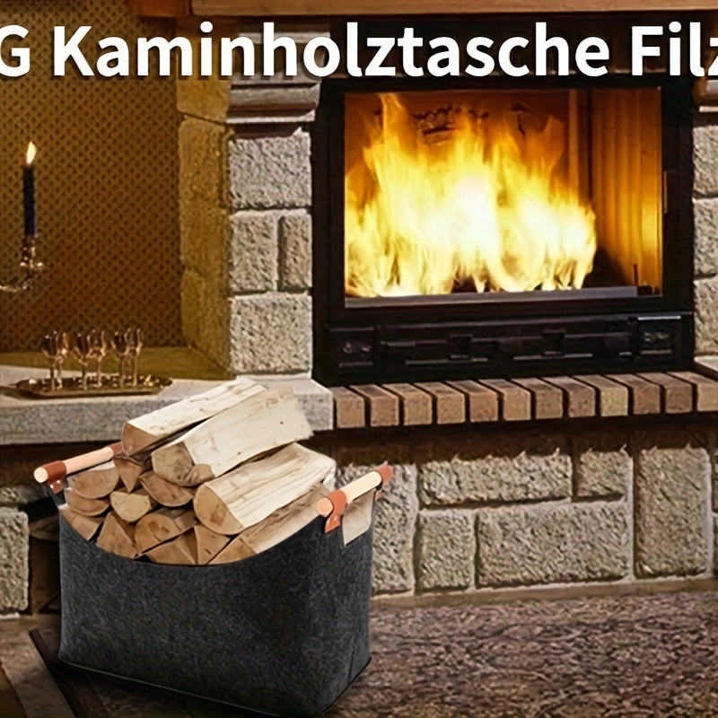 Large Capacity Firewood Carrier with Handles for Indoor Storage of Firewood Toys and Clothes