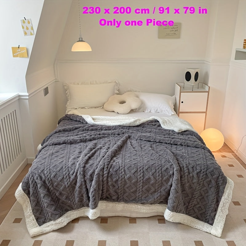 Manta de microfibra de champagne de lujo con patrón de diamantes 3D para uso en todas las estaciones