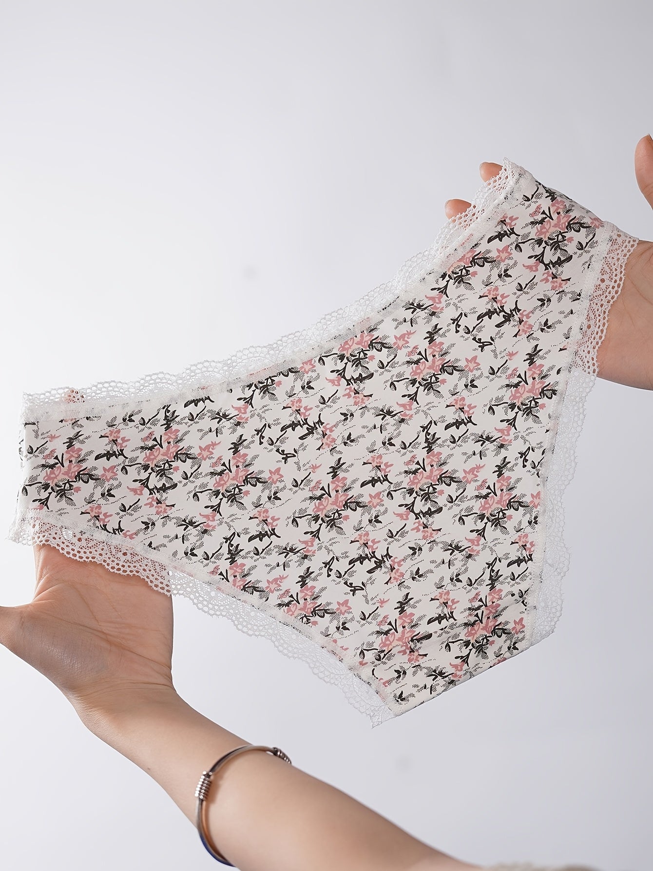 Conjunto de braguitas de algodón para mujer con estampados de lunares y rayas, de tiro medio, ropa interior transpirable, pack de 5