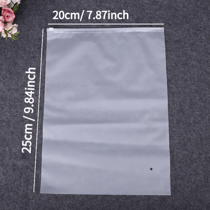 Pack of 10 Clear Frosted Zipper Bags Self-Sealing PVC Pouches for Clothing Storage