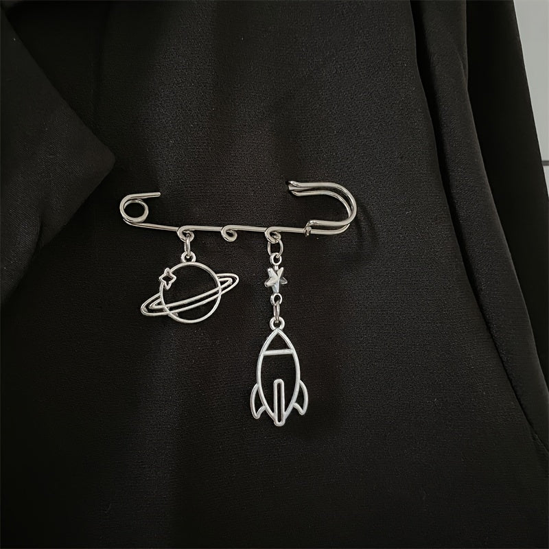 Набор из 4 брошей из сплава с мультяшным дизайном для женщин, сердце, крылья, торт, ракета, модные аксессуары