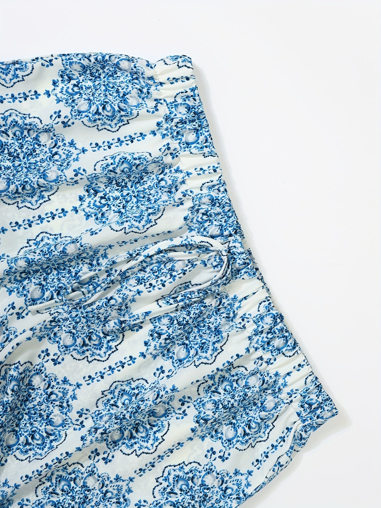 Брюки пляжные женские из льна с цветочным принтом plus size — регулируемый пояс, дышащая одежда для отпуска