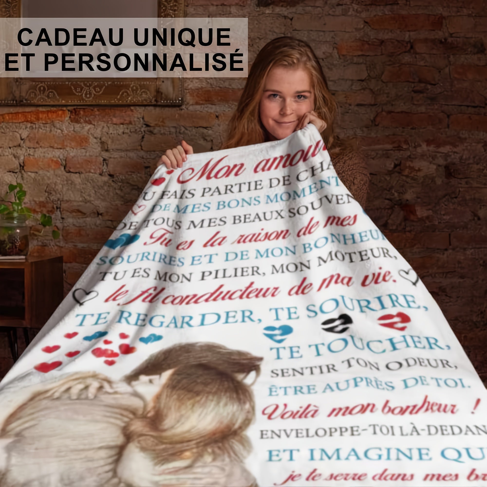 French Love Letter Print Flannel Fleece Throw Blanket Soft Cozy All-Season Bed Sofa Camping Travel