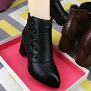 Women's Croc Textured Chelsea Boots with High Heel and Zipper