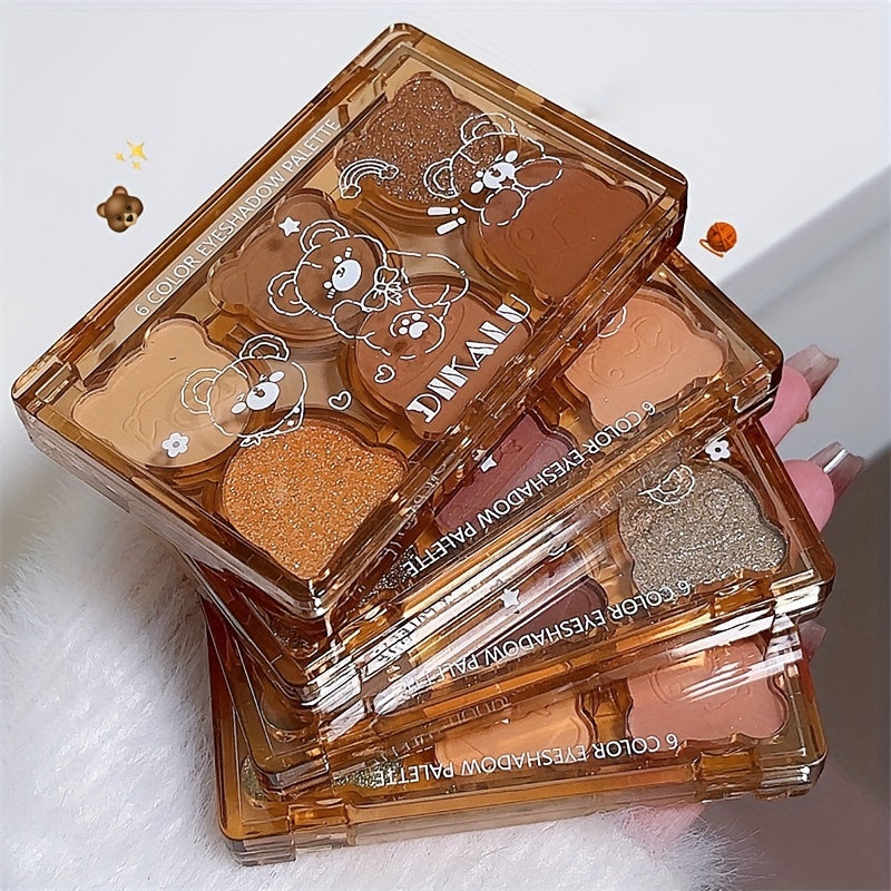 Paleta de sombras de ojos de 6 colores para mujer tonos tierra nude mate y con brillo compacto